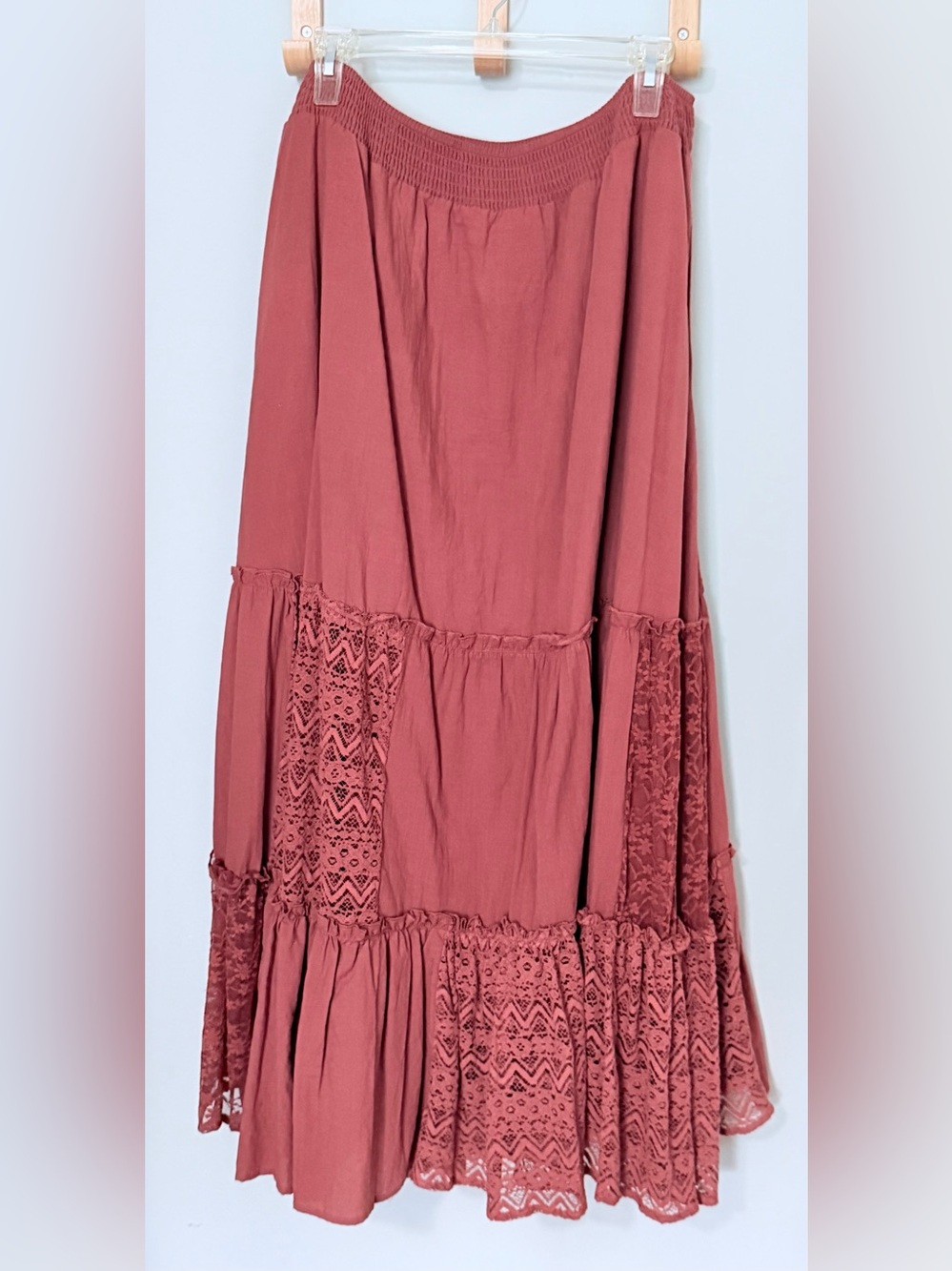 Cato Tiered Lace Panel Maxi Skirt